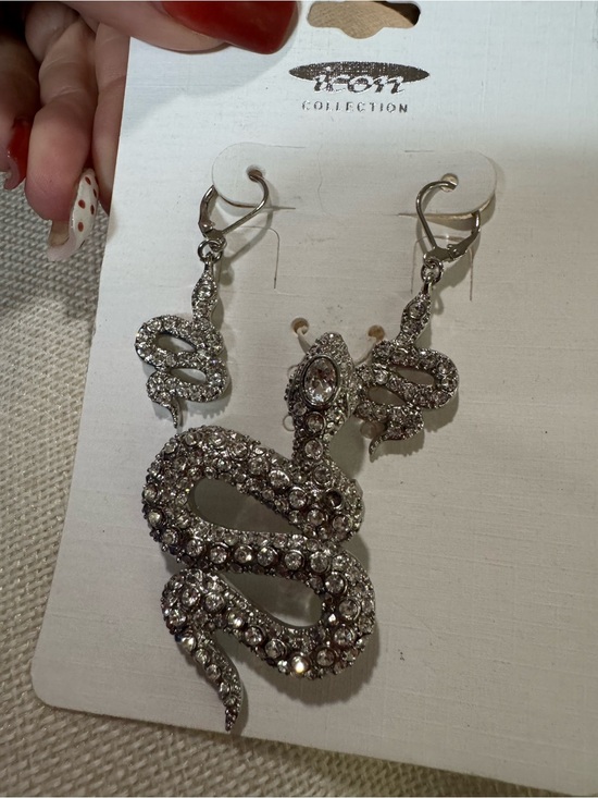 Moon Collection Jewelry - Moon Collection Silver Crystal Snake Pendant Necklace & Earring Set